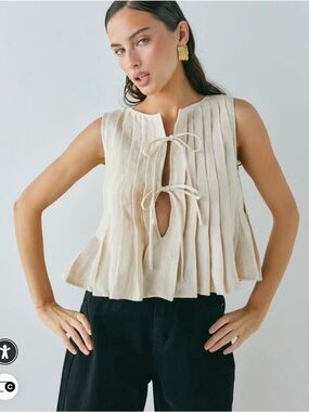 Valeria linen top oatmeal